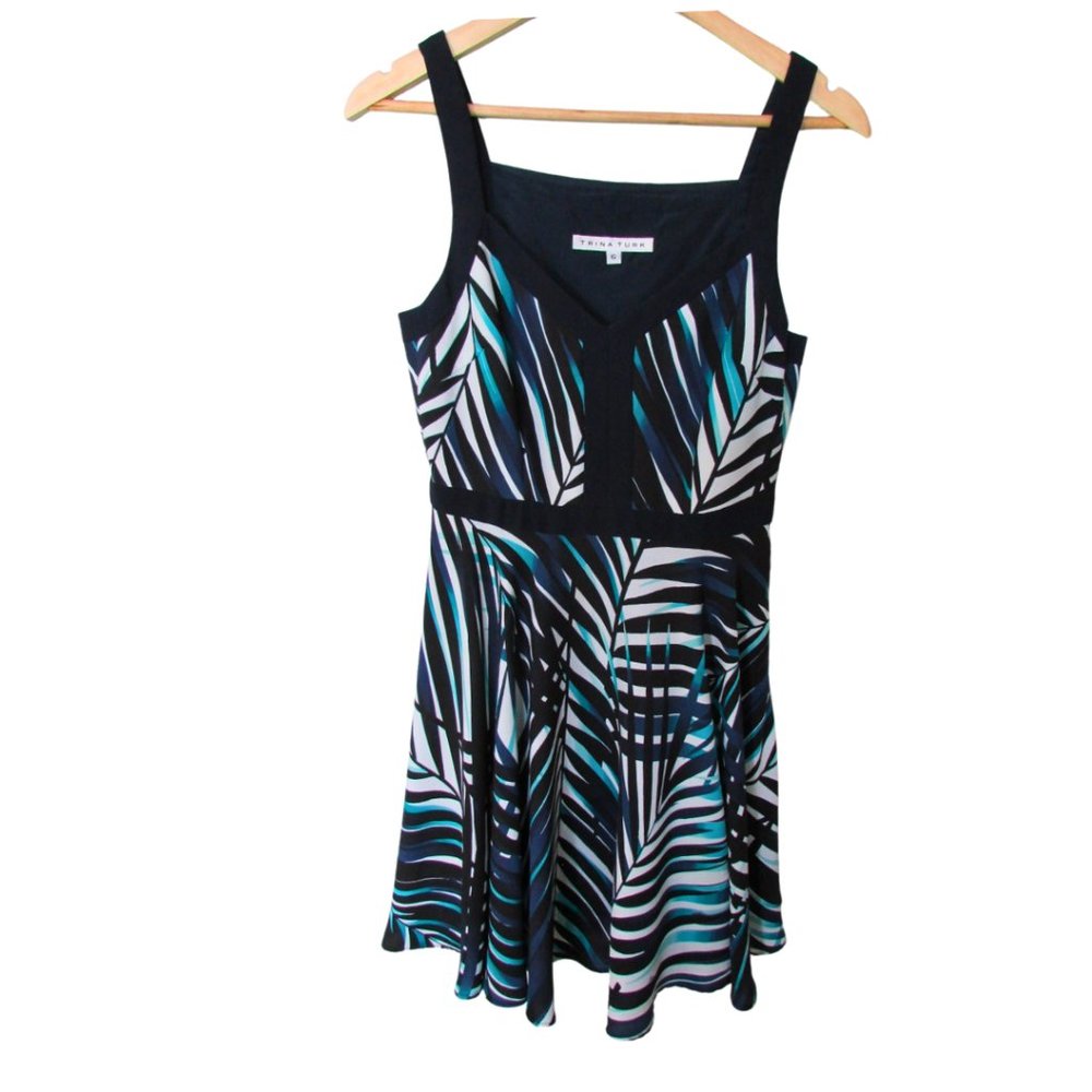 Trina Turk Fit and Flare Multi Blue Dress